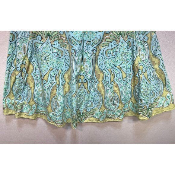 Talbots Womens Paisley A-Line Skirt Size 14 Green Floral Summer Boho Casual Y2K - Picture 7 of 12